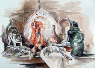 Atelier Boubok : cours de dessin et cours de peinture � Paris, stage de dessin et stage de peinture � Paris, mod�le vivant nu, nature morte, croquis dans les mus�es, parcs et caf�s parisiens. (JPEG)